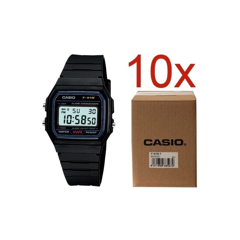 CASIO VINTAGE F-91W-1YEG **PACK 10 PCS** F-91W-1YEG-10